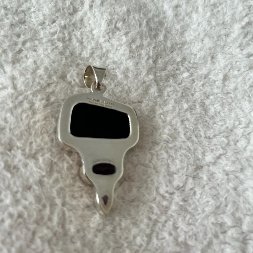 DICHROIC GLASS AMETHYST STERLING SILVER DESIGNER SIGNED PENDANT 16” SNAKE CHAIN - Picture 3 of 8